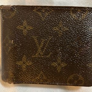Authentic Louis Vuitton Bifold Brown Monogram Leather Vintage Wallet for MenGift